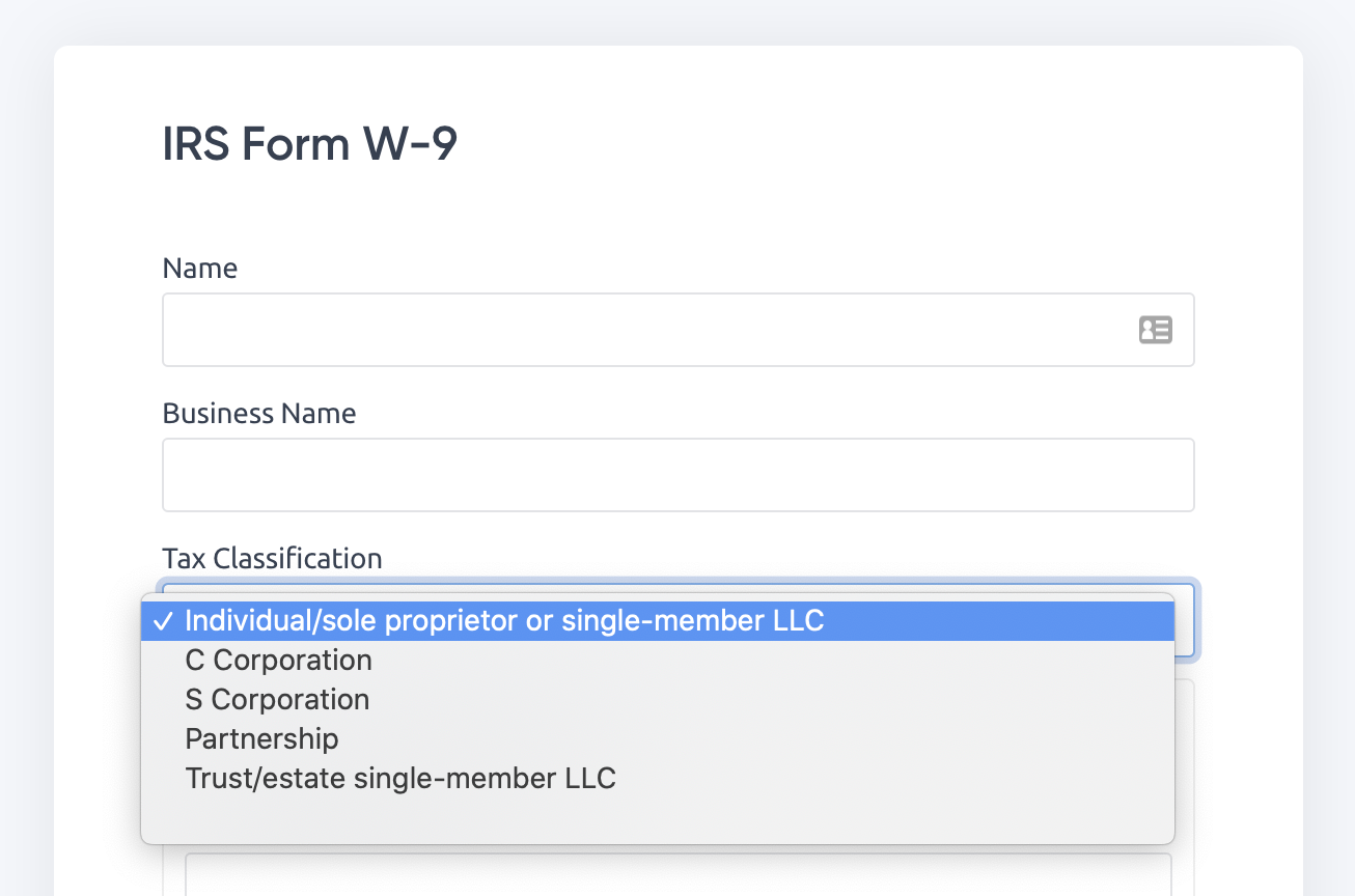 W-9 Form Options
